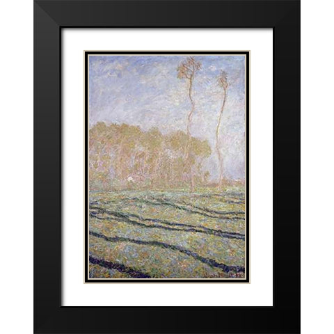 Spring Countryside at Giverny Black Modern Wood Framed Art Print with Double Matting by Monet, Claude