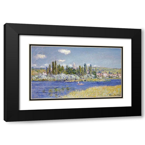 Vetheuil Black Modern Wood Framed Art Print with Double Matting by Monet, Claude