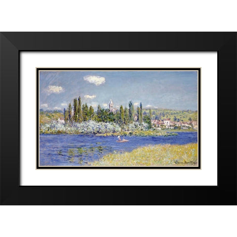 Vetheuil Black Modern Wood Framed Art Print with Double Matting by Monet, Claude