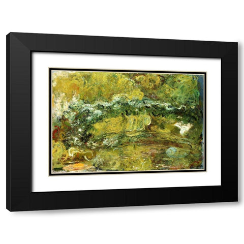 The Japanese Bridge Black Modern Wood Framed Art Print with Double Matting by Monet, Claude