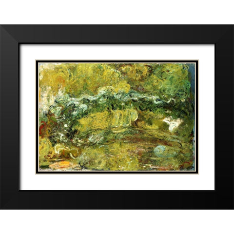 The Japanese Bridge Black Modern Wood Framed Art Print with Double Matting by Monet, Claude