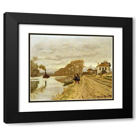 Infantrymen of the Flanant Guard on the Water Black Modern Wood Framed Art Print with Double Matting by Monet, Claude