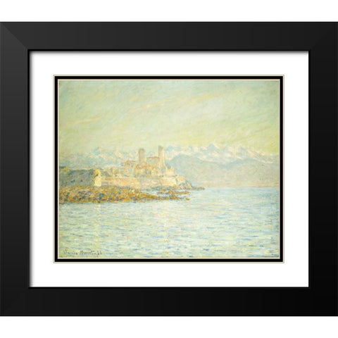 The Old Fort at Antibes Black Modern Wood Framed Art Print with Double Matting by Monet, Claude