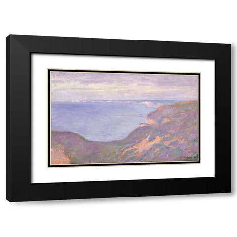 The Cliffs Near Dieppe Black Modern Wood Framed Art Print with Double Matting by Monet, Claude
