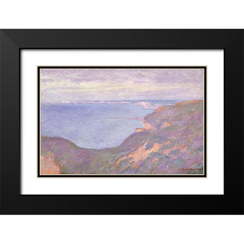 The Cliffs Near Dieppe Black Modern Wood Framed Art Print with Double Matting by Monet, Claude