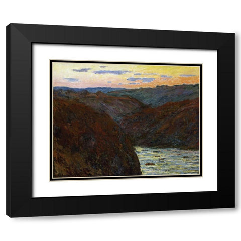 La Creuse, Sunset Black Modern Wood Framed Art Print with Double Matting by Monet, Claude