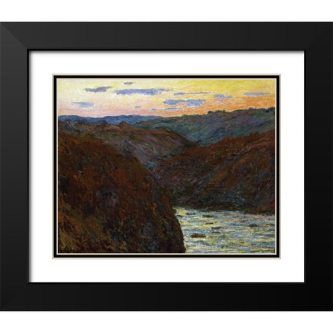 La Creuse, Sunset Black Modern Wood Framed Art Print with Double Matting by Monet, Claude