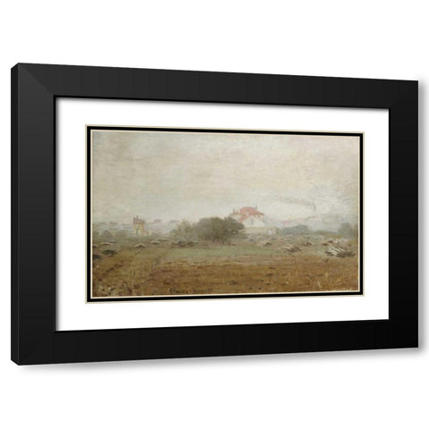 Fog - Effet de brouillard Black Modern Wood Framed Art Print with Double Matting by Monet, Claude