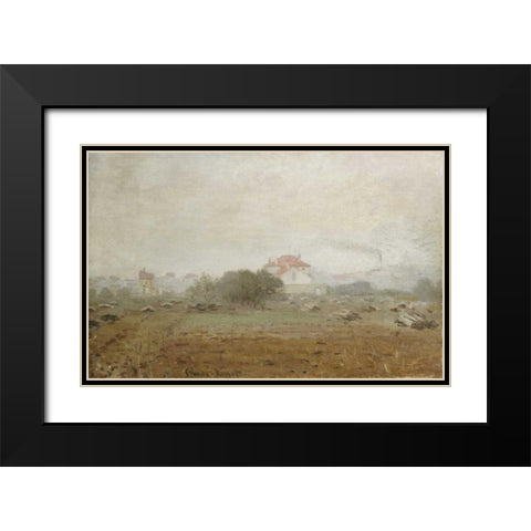 Fog - Effet de brouillard Black Modern Wood Framed Art Print with Double Matting by Monet, Claude