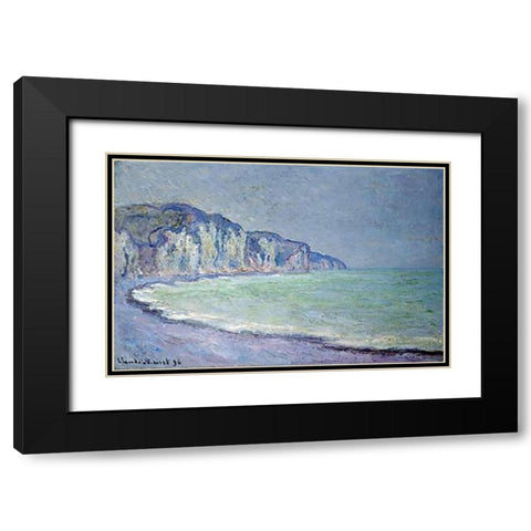 Cliffs at Pourville Black Modern Wood Framed Art Print with Double Matting by Monet, Claude
