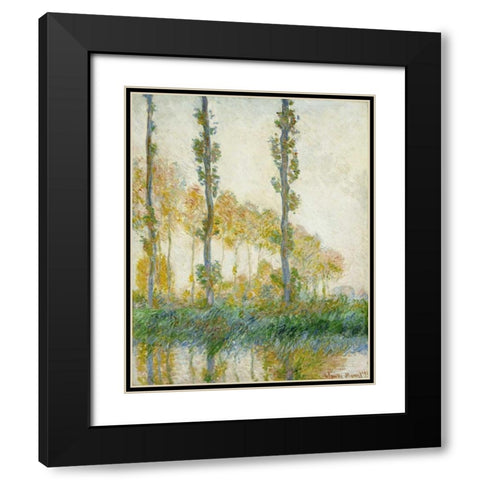 The Three Trees, Autumn Black Modern Wood Framed Art Print with Double Matting by Monet, Claude