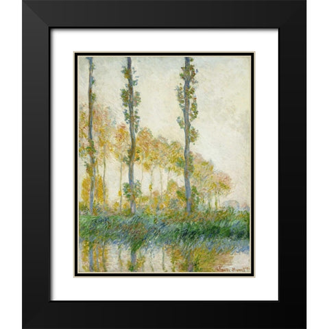 The Three Trees, Autumn Black Modern Wood Framed Art Print with Double Matting by Monet, Claude