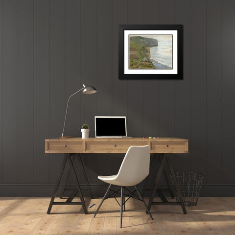 Cap dAntifer, Etretat Black Modern Wood Framed Art Print with Double Matting by Monet, Claude