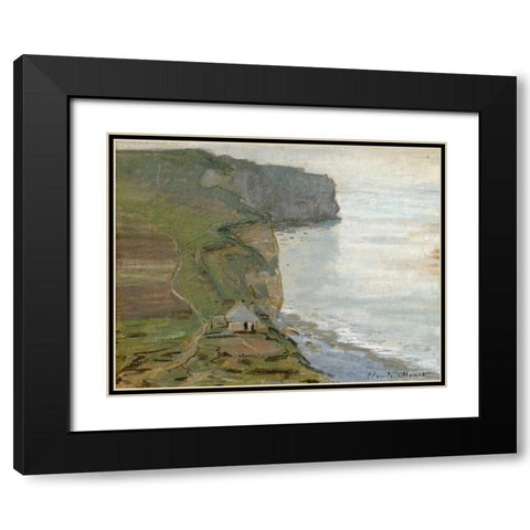 Cap dAntifer, Etretat Black Modern Wood Framed Art Print with Double Matting by Monet, Claude