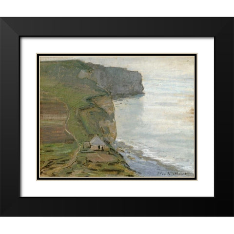 Cap dAntifer, Etretat Black Modern Wood Framed Art Print with Double Matting by Monet, Claude