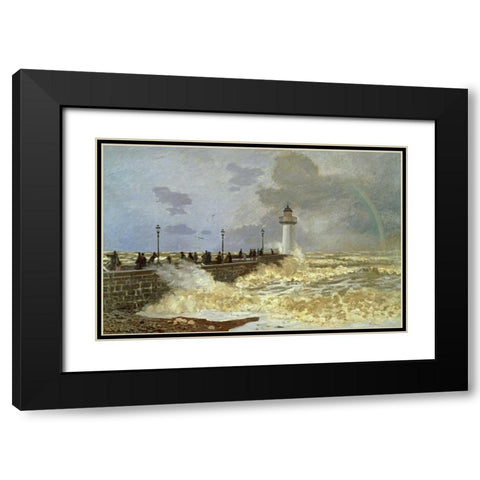 The Quay at Le Havre Black Modern Wood Framed Art Print with Double Matting by Monet, Claude