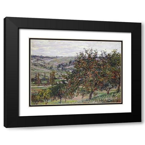 Apple Trees Near Vetheuil, 1878 Black Modern Wood Framed Art Print with Double Matting by Monet, Claude