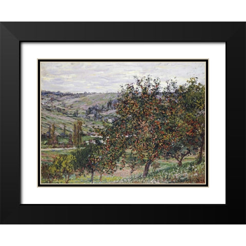 Apple Trees Near Vetheuil, 1878 Black Modern Wood Framed Art Print with Double Matting by Monet, Claude