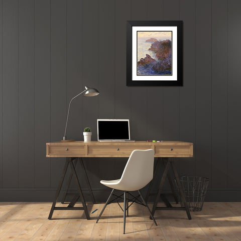 Rocky Point at Port-Goulphar, 1886 Black Modern Wood Framed Art Print with Double Matting by Monet, Claude