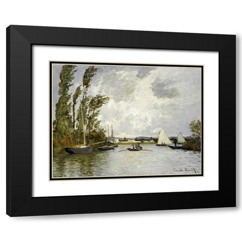 The Little Branch of the Seine Black Modern Wood Framed Art Print with Double Matting by Monet, Claude