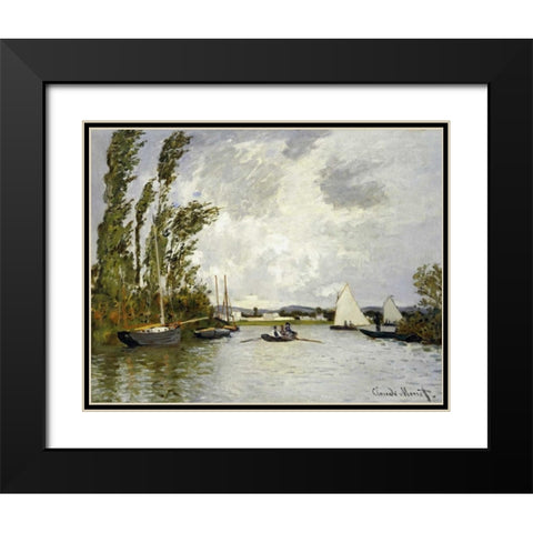 The Little Branch of the Seine Black Modern Wood Framed Art Print with Double Matting by Monet, Claude