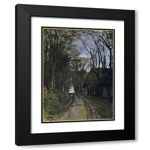 A Normandy Path Black Modern Wood Framed Art Print with Double Matting by Monet, Claude