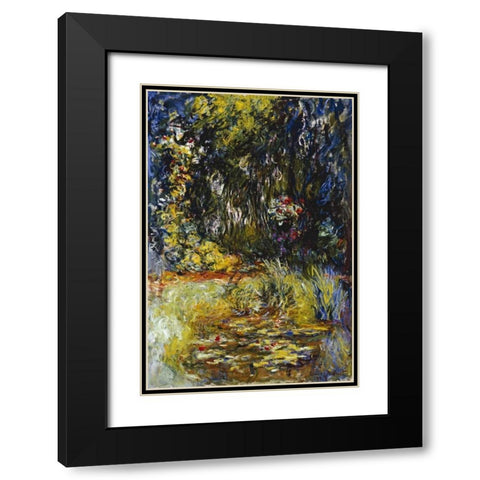 Corner of a Pond with Waterlilies Black Modern Wood Framed Art Print with Double Matting by Monet, Claude