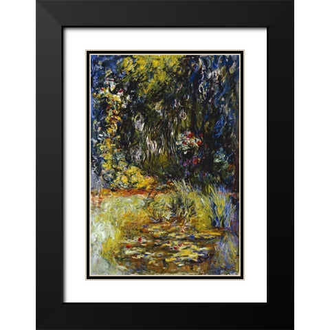 Corner of a Pond with Waterlilies Black Modern Wood Framed Art Print with Double Matting by Monet, Claude