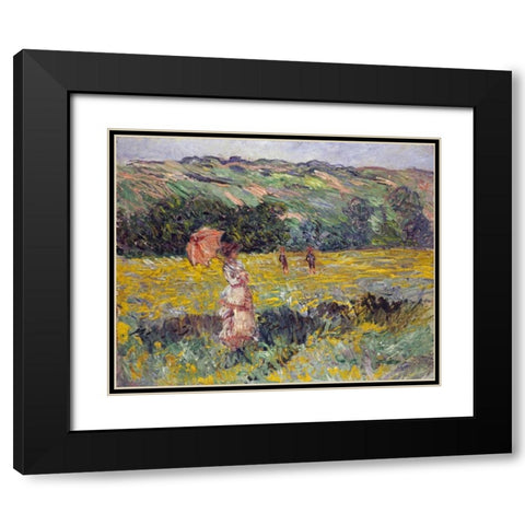 Limetz Meadow Black Modern Wood Framed Art Print with Double Matting by Monet, Claude