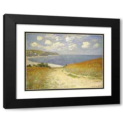 Path through the Wheat Fields at Pourville, 1882 Black Modern Wood Framed Art Print with Double Matting by Monet, Claude