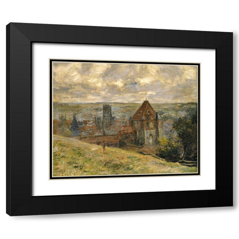 Dieppe Black Modern Wood Framed Art Print with Double Matting by Monet, Claude