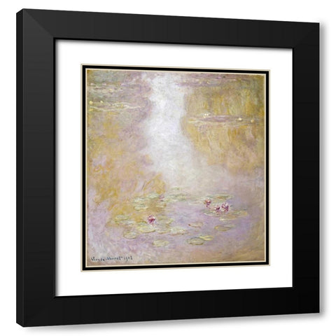 Water Lilies, Giverny Black Modern Wood Framed Art Print with Double Matting by Monet, Claude