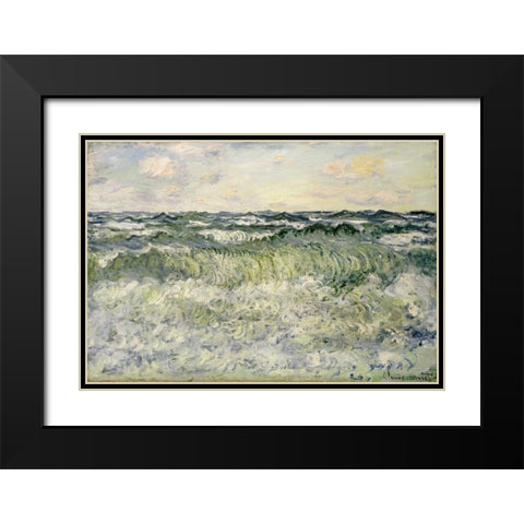 Marine - Etude de mer Black Modern Wood Framed Art Print with Double Matting by Monet, Claude
