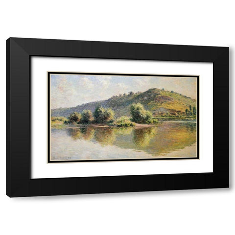 The Seine at Port-Villez Black Modern Wood Framed Art Print with Double Matting by Monet, Claude