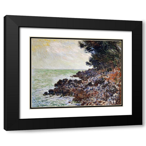 Cap Martin Black Modern Wood Framed Art Print with Double Matting by Monet, Claude