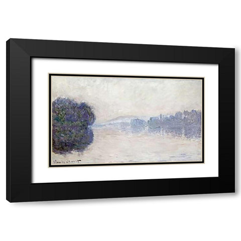 The Seine Near Vernon, as Seen in the Morning Black Modern Wood Framed Art Print with Double Matting by Monet, Claude