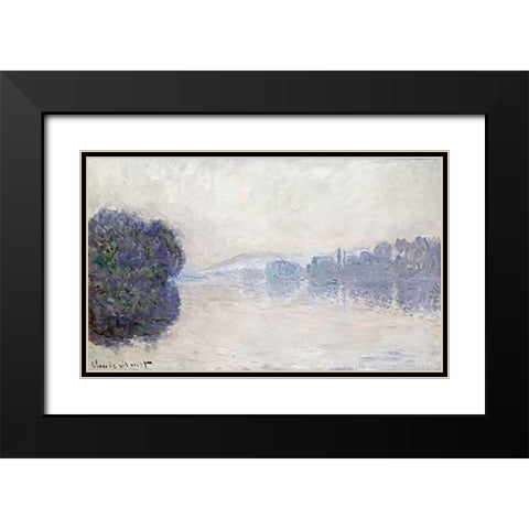 The Seine Near Vernon, as Seen in the Morning Black Modern Wood Framed Art Print with Double Matting by Monet, Claude