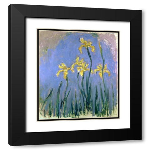 Yellow Irises Black Modern Wood Framed Art Print with Double Matting by Monet, Claude