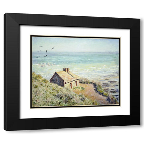 The Customs Hut, Morning Black Modern Wood Framed Art Print with Double Matting by Monet, Claude