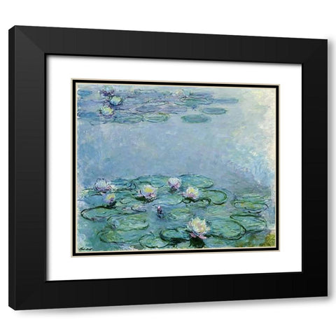 Water Lilies Black Modern Wood Framed Art Print with Double Matting by Monet, Claude