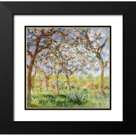 Spring at Giverny Black Modern Wood Framed Art Print with Double Matting by Monet, Claude