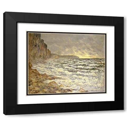 Seafront, Fecamp Black Modern Wood Framed Art Print with Double Matting by Monet, Claude