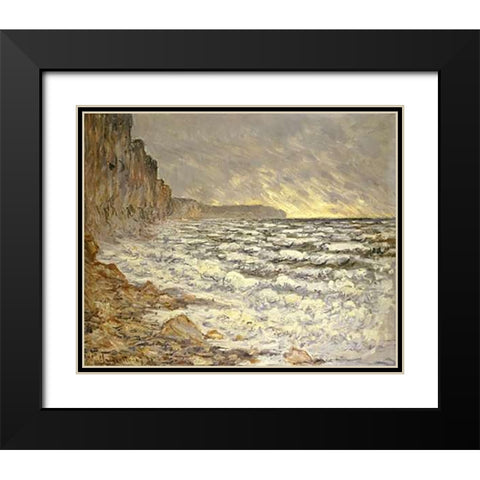 Seafront, Fecamp Black Modern Wood Framed Art Print with Double Matting by Monet, Claude