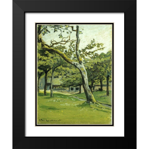 An Orchard Black Modern Wood Framed Art Print with Double Matting by Monet, Claude