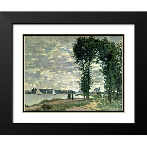 The Banks of The Seine at Argenteuil Black Modern Wood Framed Art Print with Double Matting by Monet, Claude