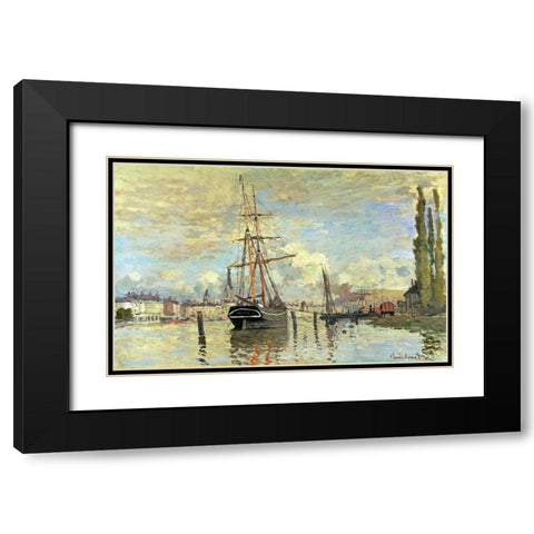 The Seine at Rouen Black Modern Wood Framed Art Print with Double Matting by Monet, Claude