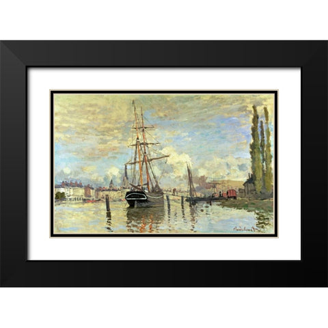 The Seine at Rouen Black Modern Wood Framed Art Print with Double Matting by Monet, Claude