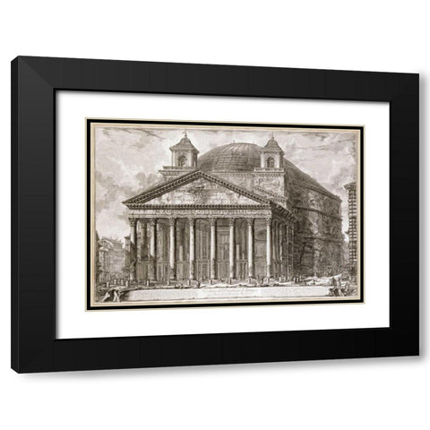 A View of The Pantheon, Rome Black Modern Wood Framed Art Print with Double Matting by Piranesi, Giovanni Battista