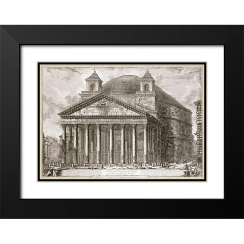 A View of The Pantheon, Rome Black Modern Wood Framed Art Print with Double Matting by Piranesi, Giovanni Battista