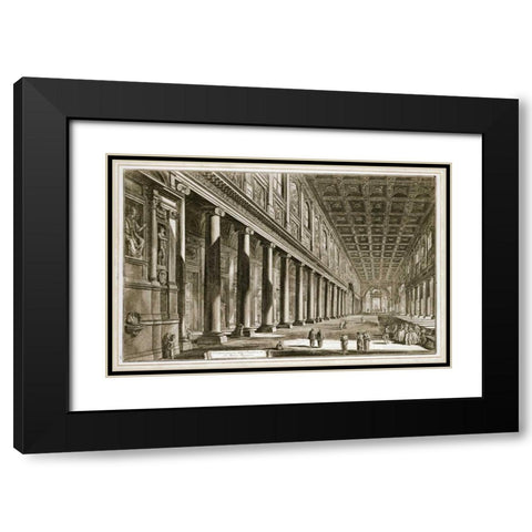Interior of The Basilica of S. Maria Maggiore, Rome Black Modern Wood Framed Art Print with Double Matting by Piranesi, Giovanni Battista